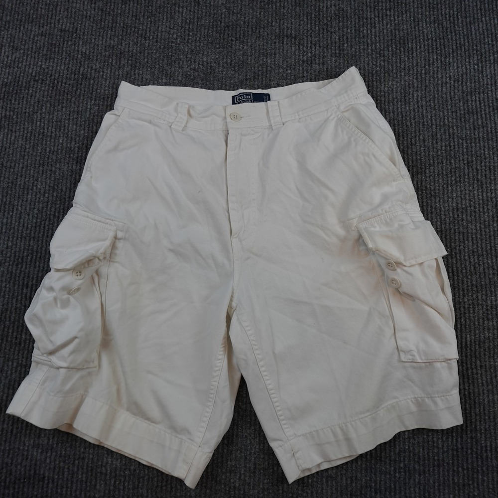 Vintage Polo Ralph Lauren Cargo Shorts Mens 32 White Classic Fit Polo 67 Chino